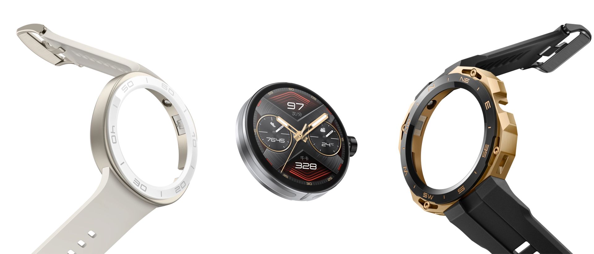 بدنه و صفحه ساعت هوشمند Watch GT Cyber به رنگهای سفید و مشکی