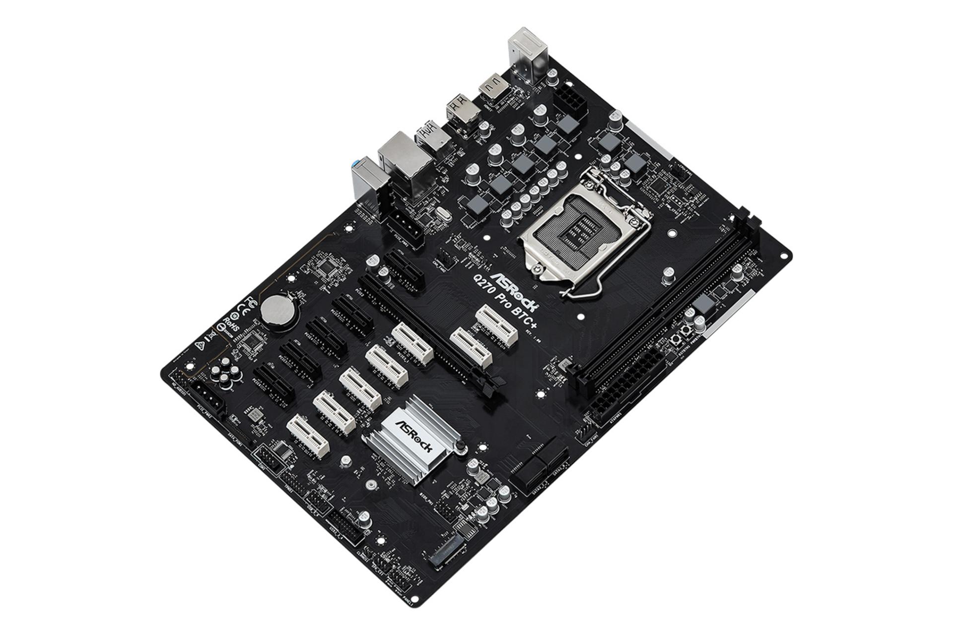 نمای کناری مادربرد ازراک ASRock Q270 Pro BTC Plus