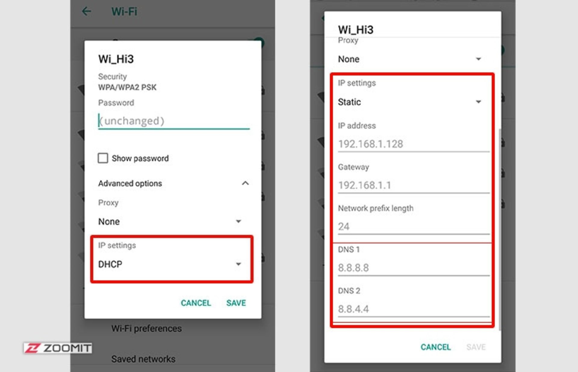 مرحله دوم تغییر dns وای فای در اندروید 