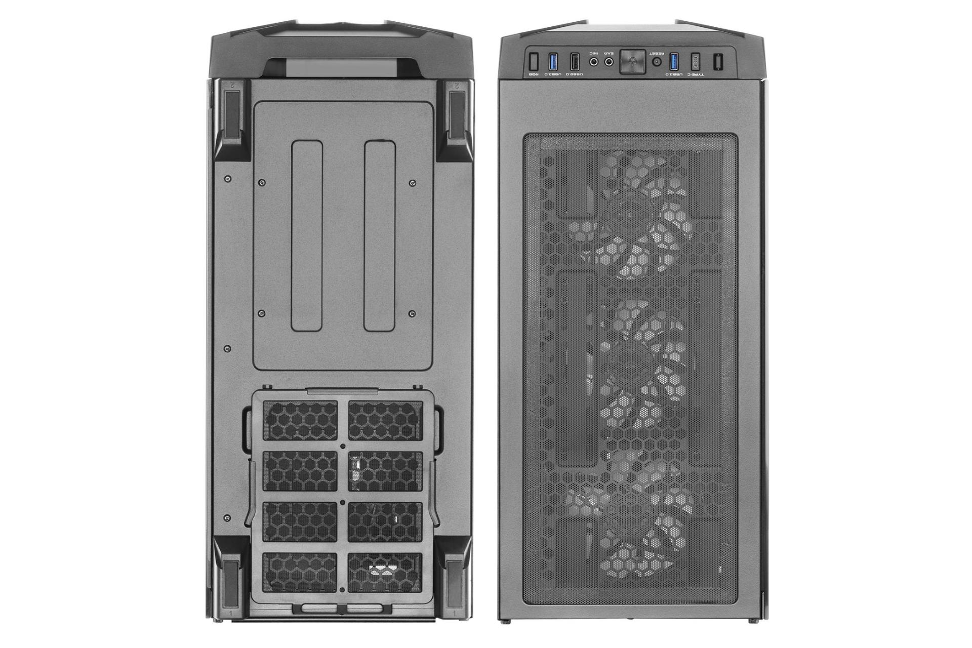 نمای بالا و پایین کیس کامپیوتر گرین GRIFFIN G7 با فیلتر مش