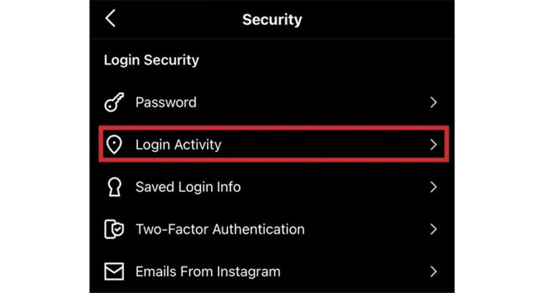 Login Activity اینستاگرام