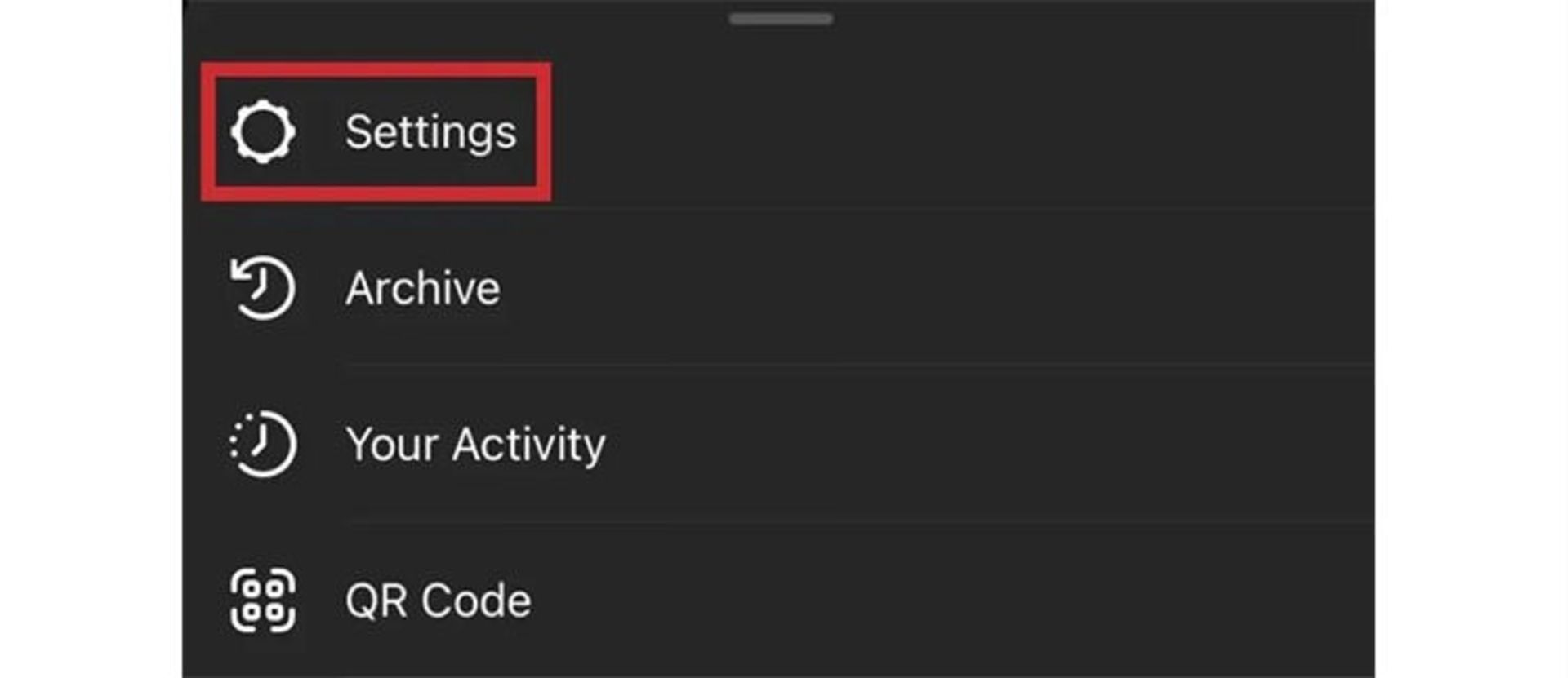 منوی تنظیمات اینستاگرام