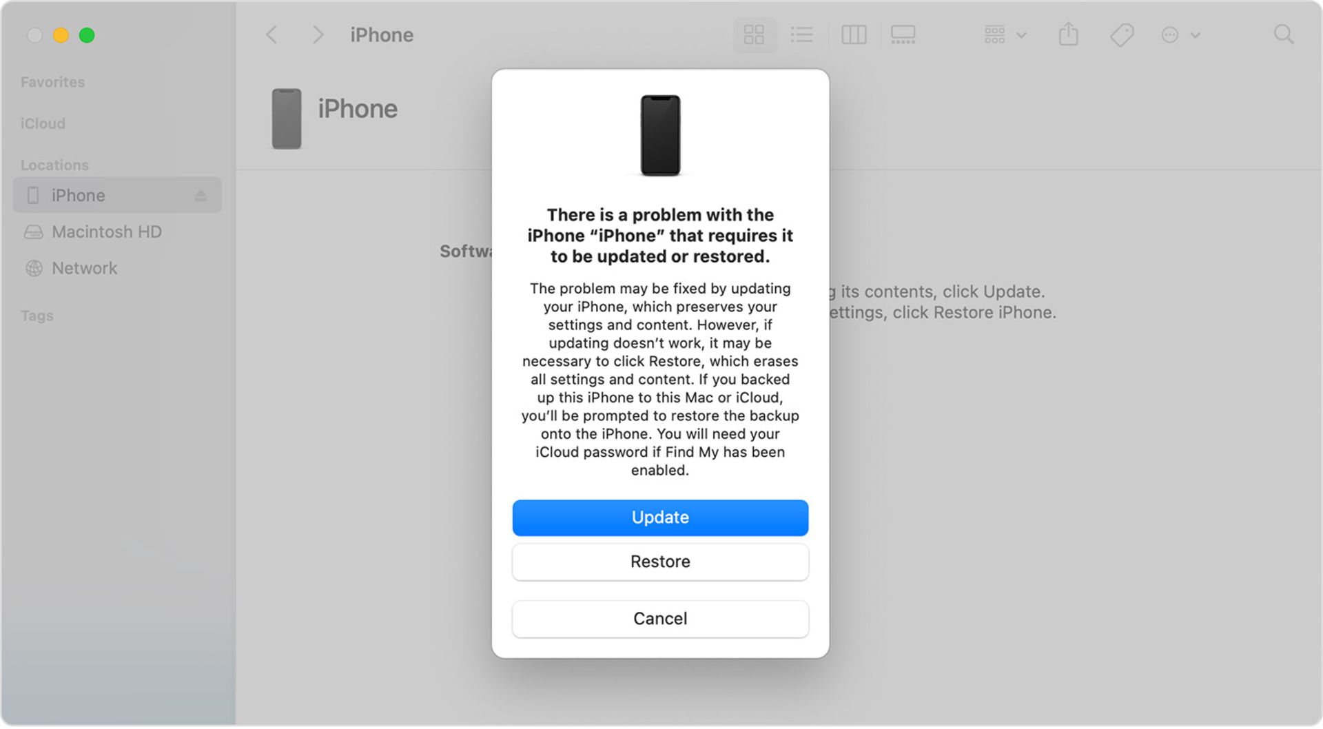 ریکاوری آیفون در مک او اس اپل macOS