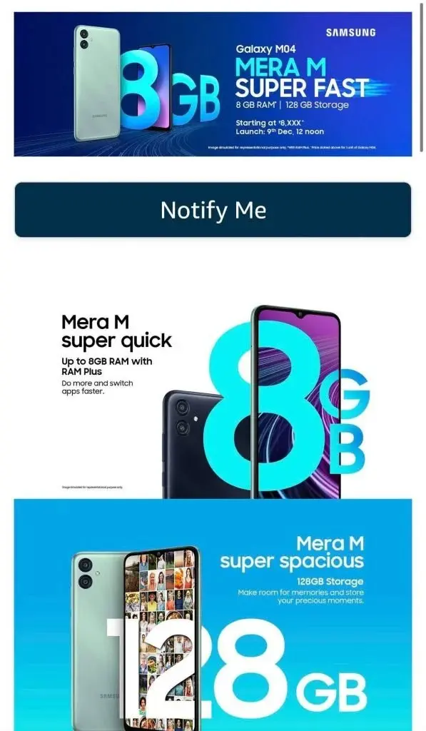 تیزر سامسونگ برای گلکسی M04