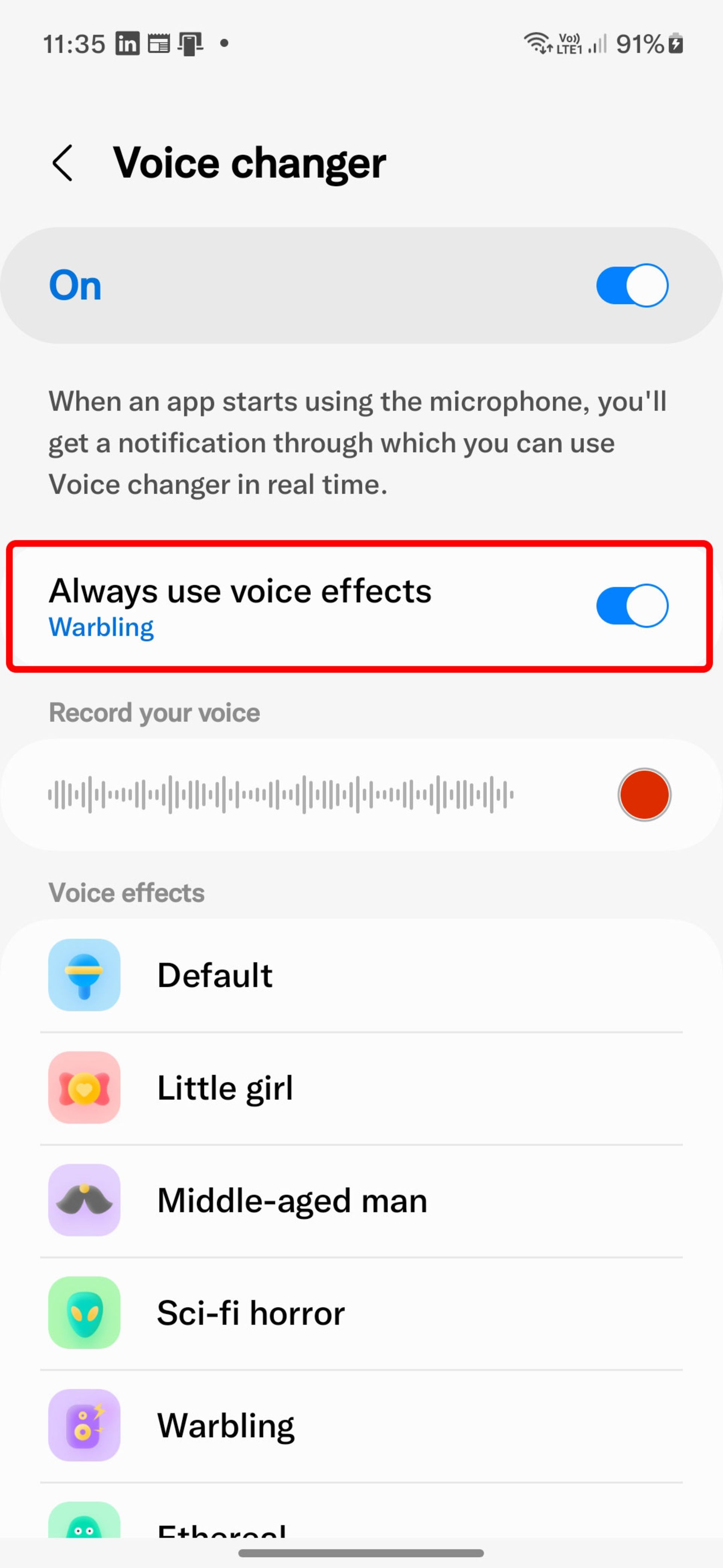 فعال کردن تغییر صدا در Sound Assistant