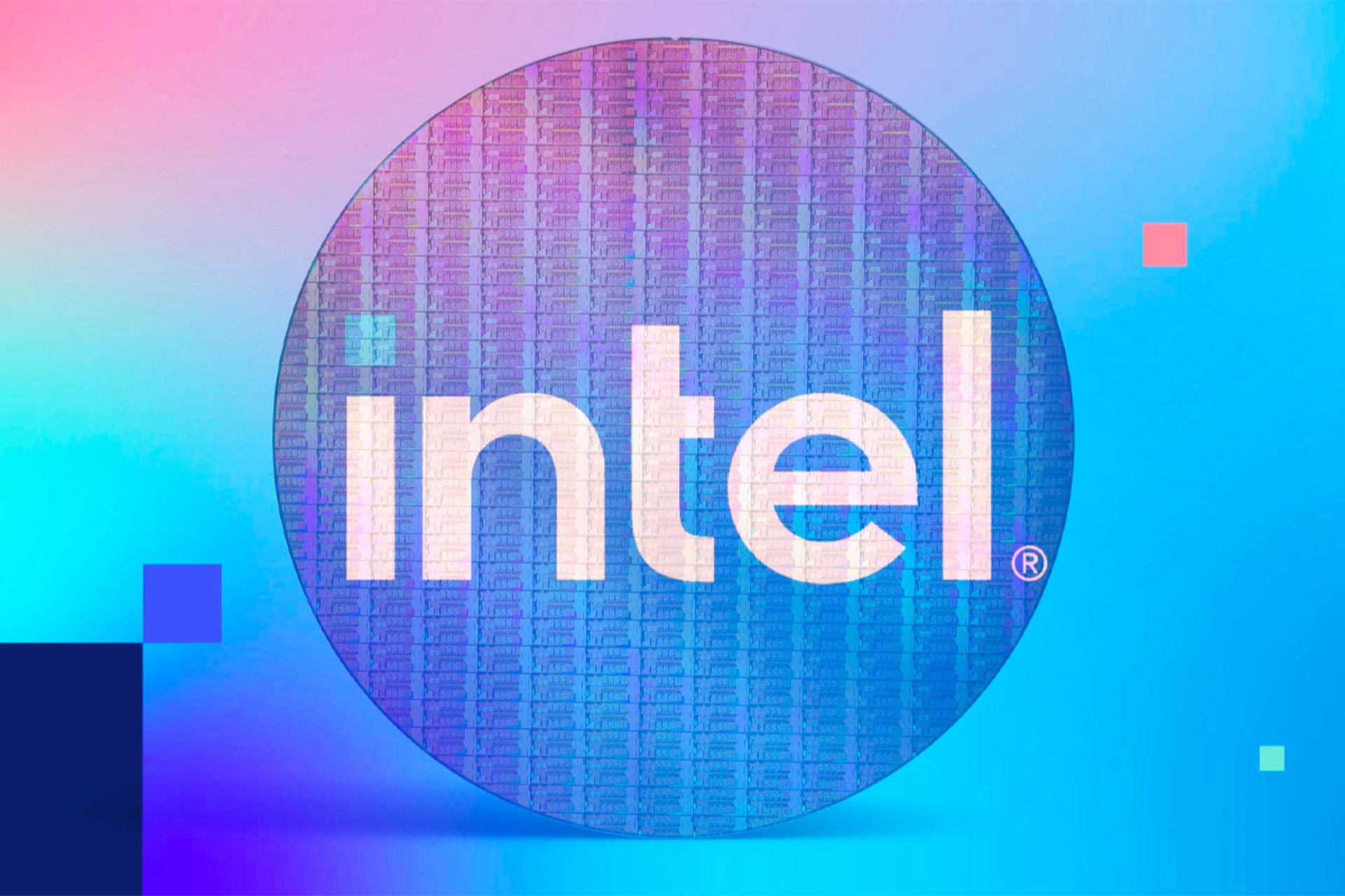 لوگو اینتل / Intel روی ویفر پردازنده