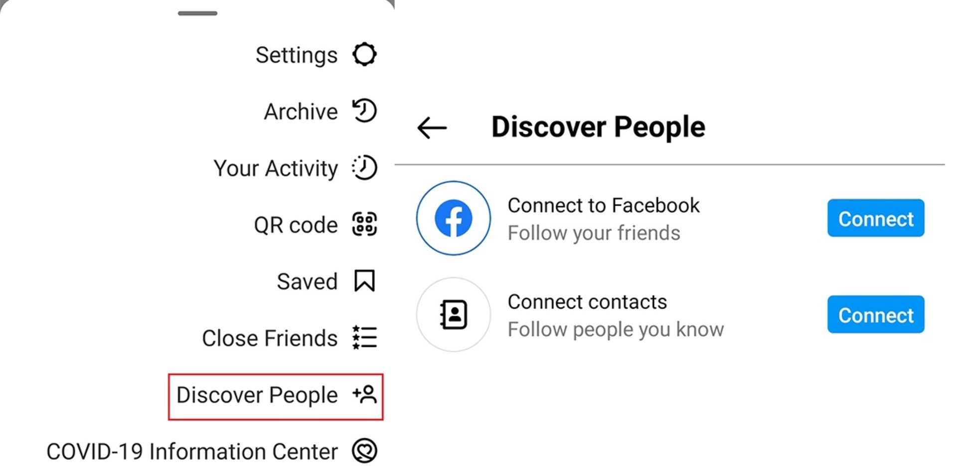  اتصال مخاطبین فیسبوک به حساب اینستاگرام