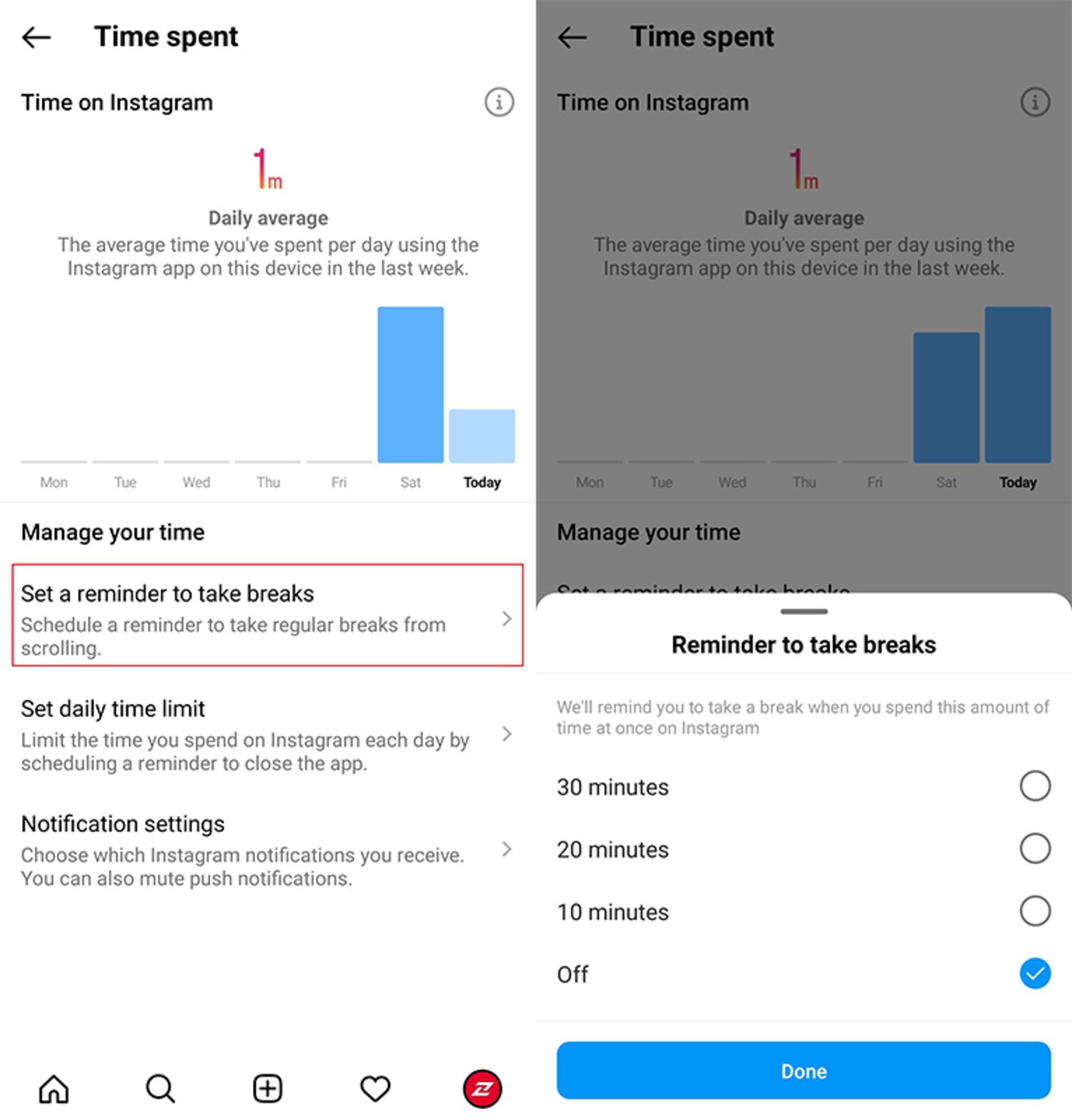نظارت بر میزان فعالیت در اینستاگرام