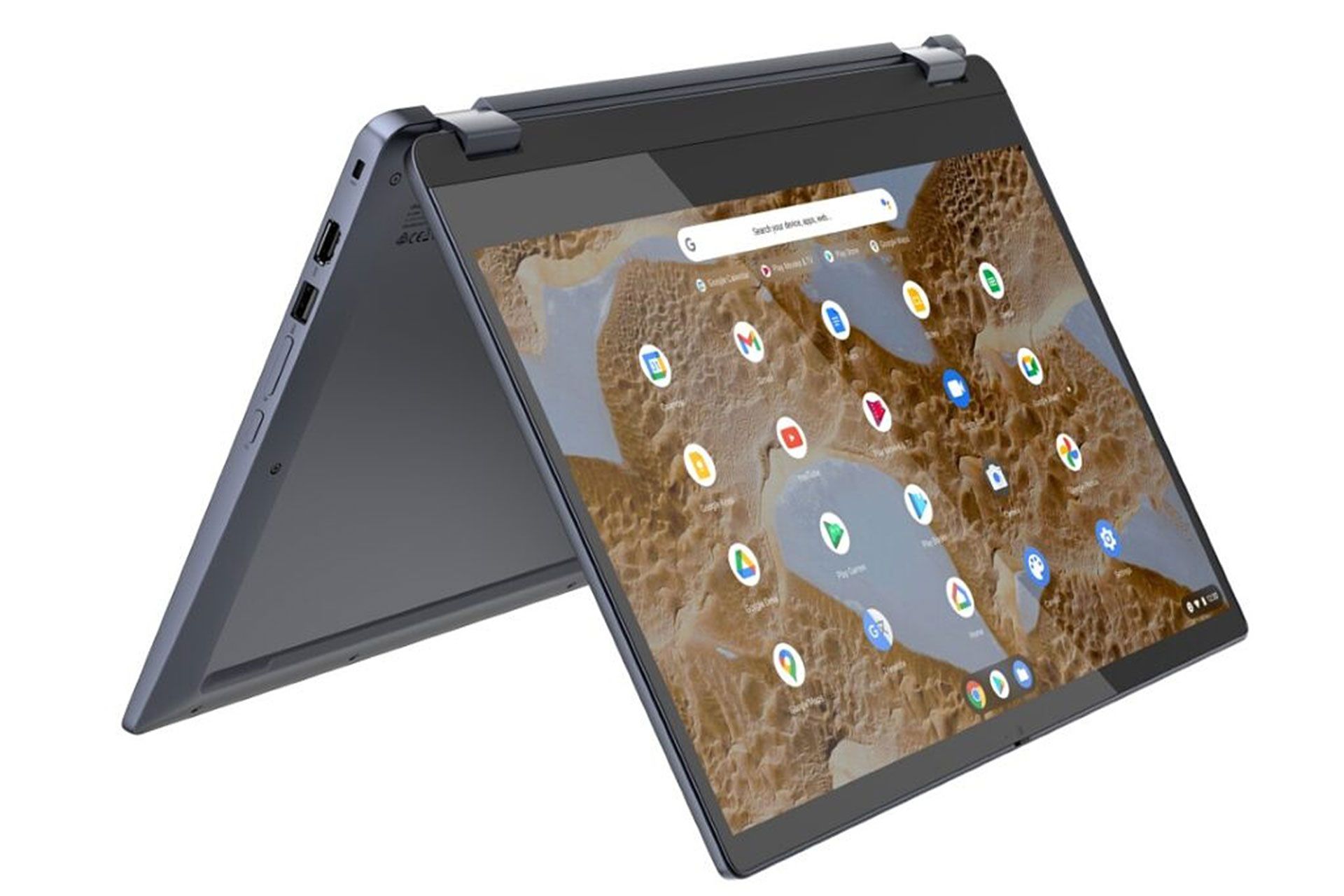 کروم‌بوک IdeaPad Flex 5i لنوو در حالت تا شده