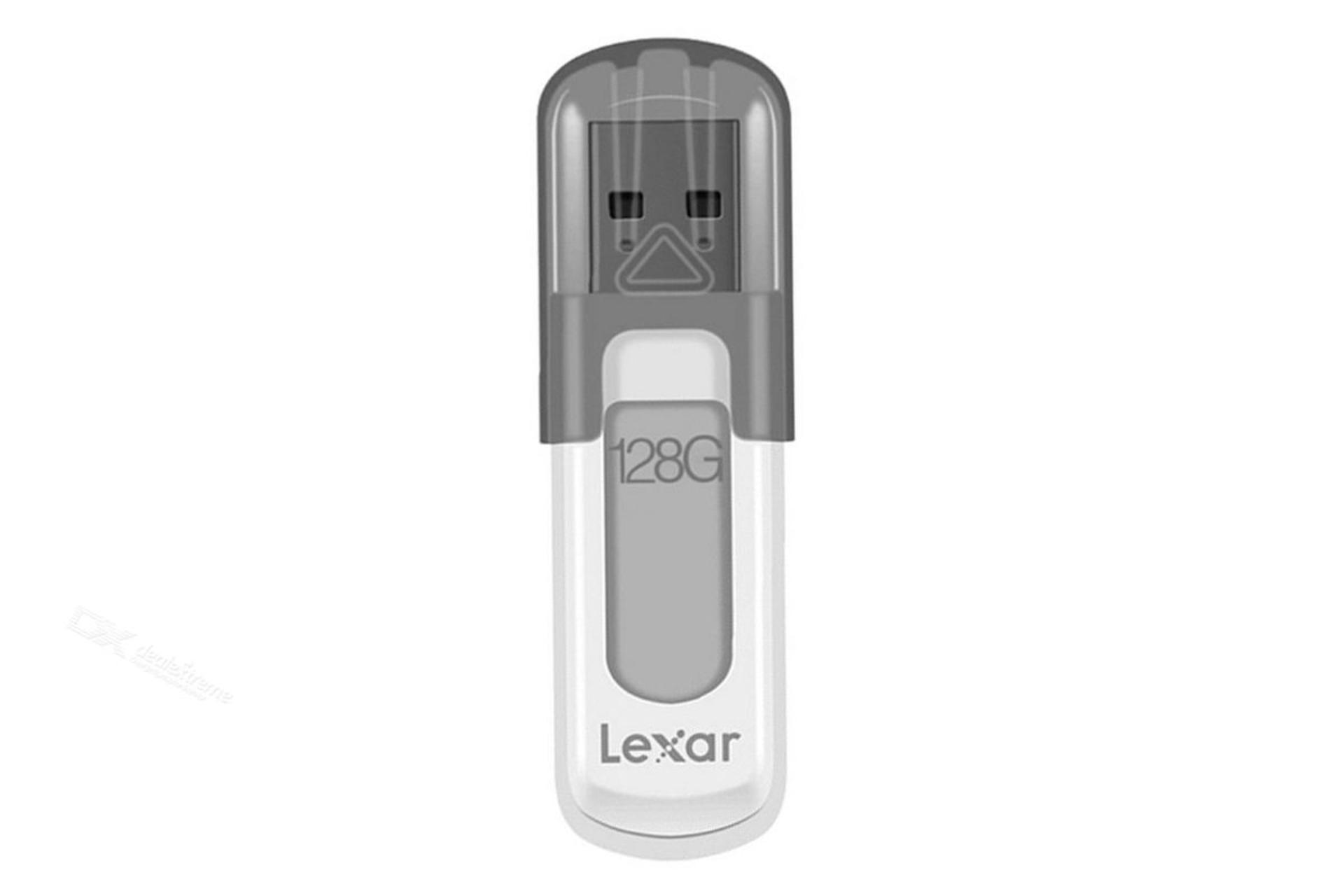 نمای روبرو فلش مموری لکسار مدل JumpDrive V100 ظرفیت 128 گیگابایت