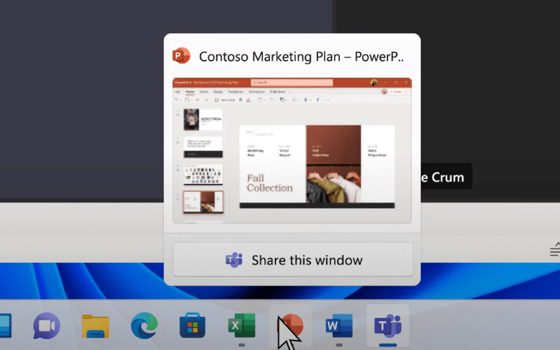قابلیت جدید اشتراک گذاری صفحه نمایش در نوار وظیفه ویندوز ۱۱