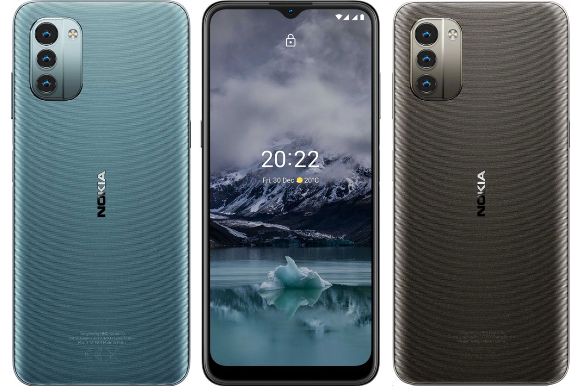 پنل پشتی و نمایشگر نوکیا G11 در رنگ‌های آبی و طوسی