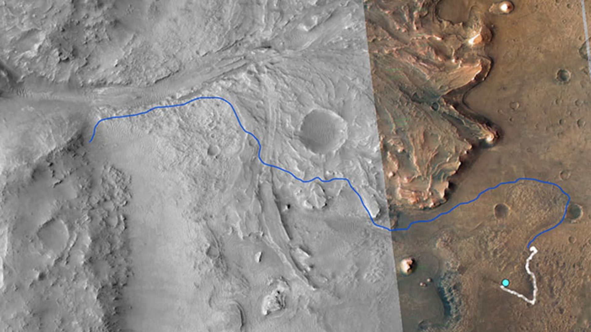 مسیر حرکت پرسویرنس در مریخ