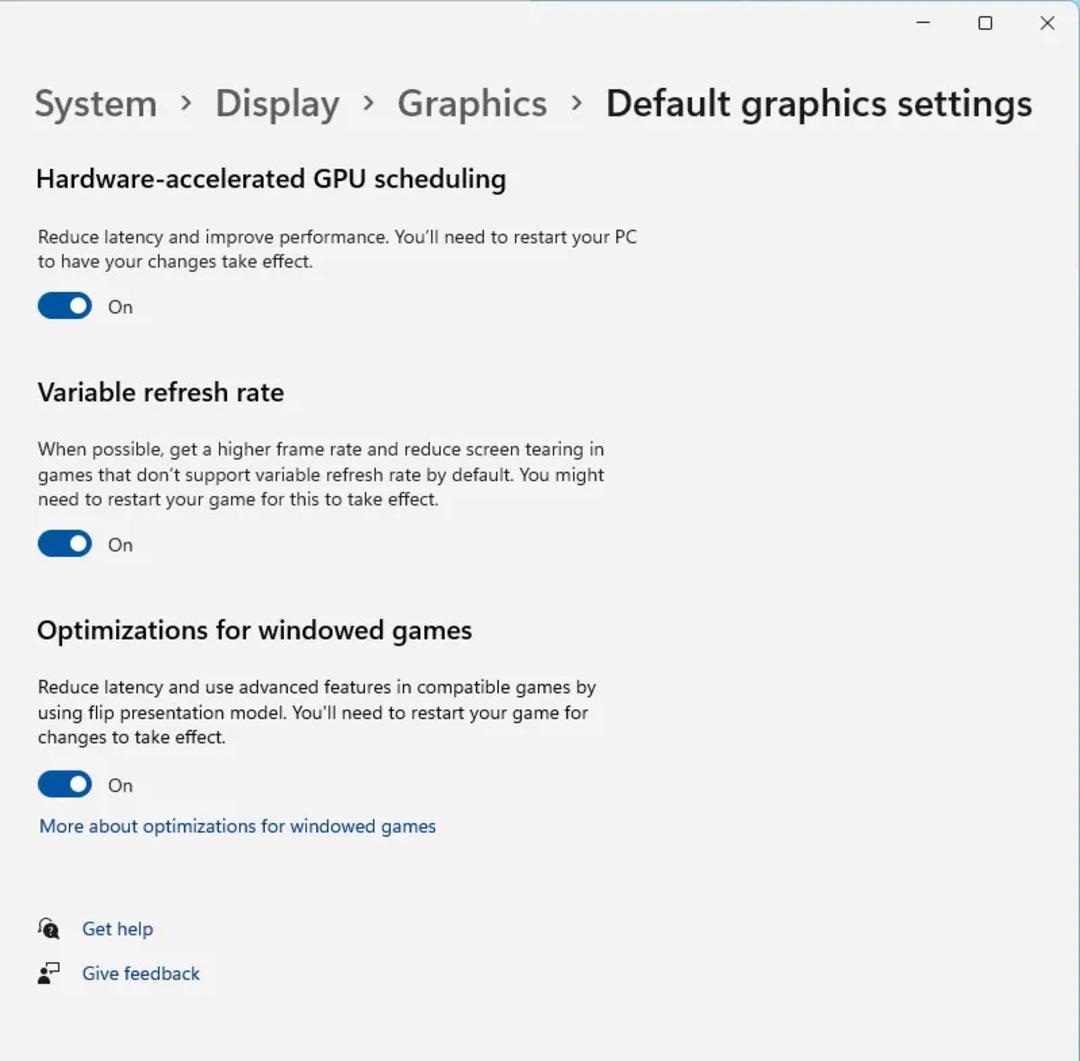 تنظیمات بازی‌های Windowed ویندوز ۱۱