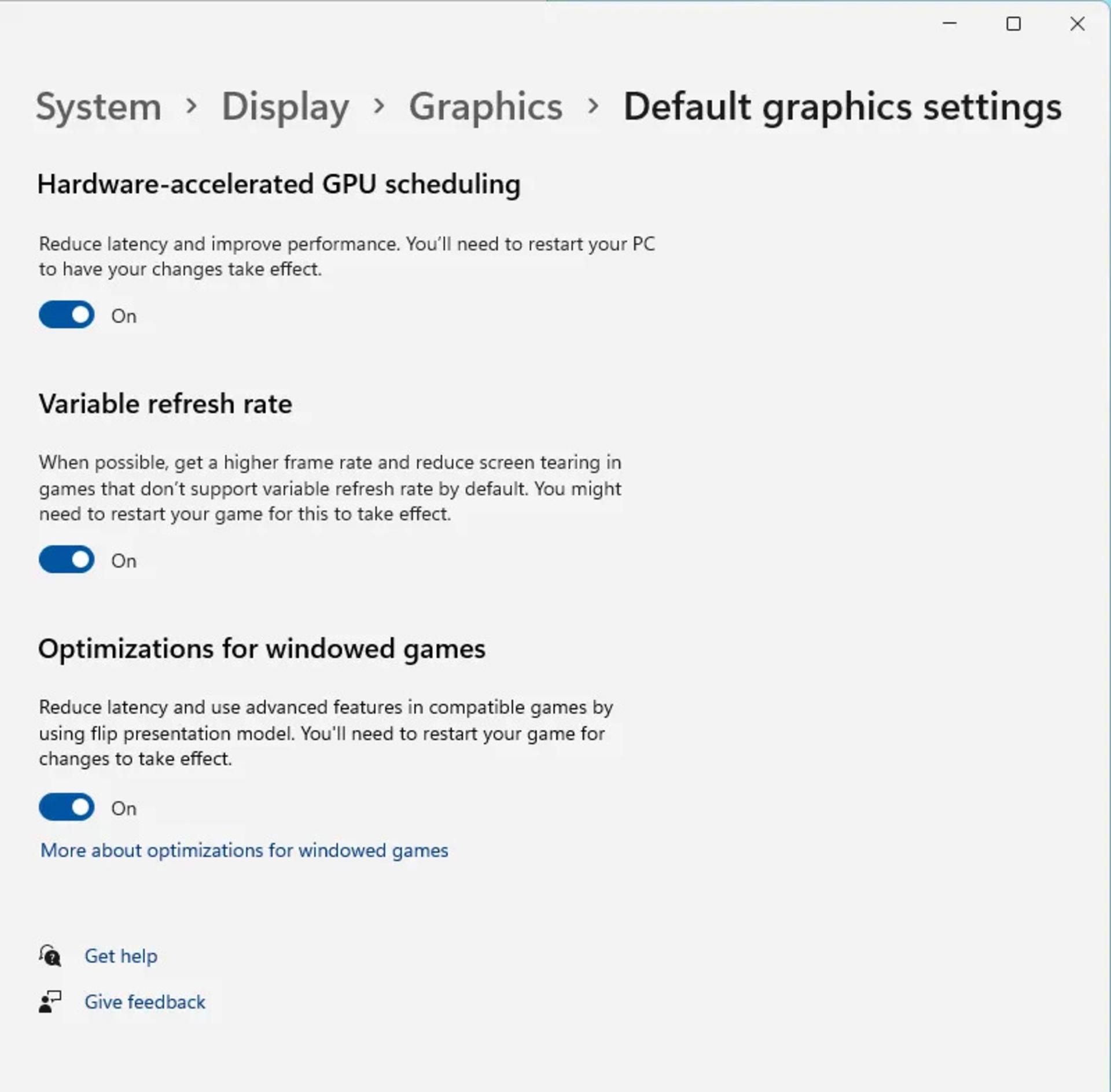 تنظیمات بازی‌های Windowed ویندوز ۱۱
