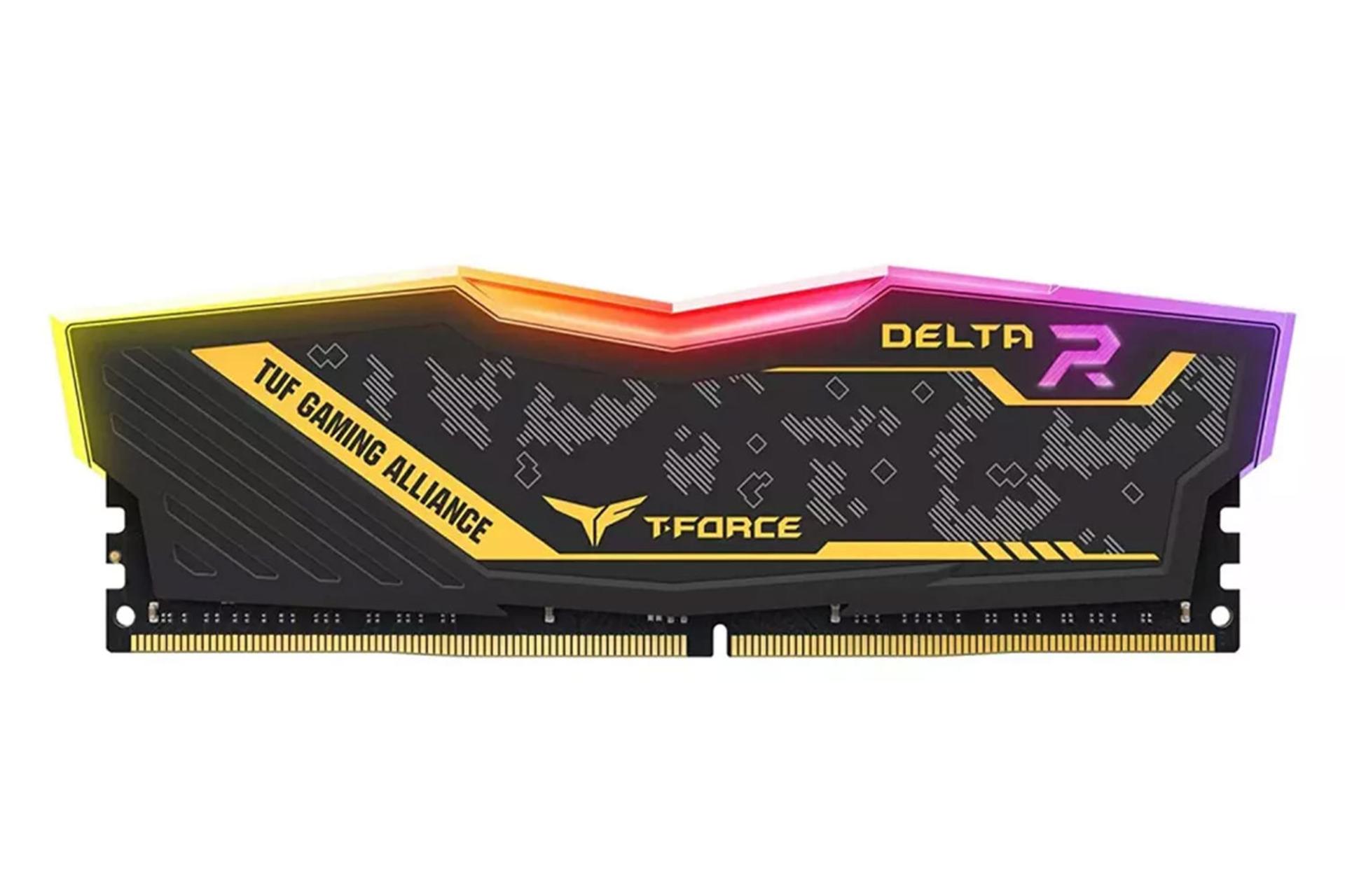 رم تیم گروپ T-FORCE DELTA TUF Gaming Alliance RGB ظرفیت 16 گیگابایت از نوع DDR4-3200