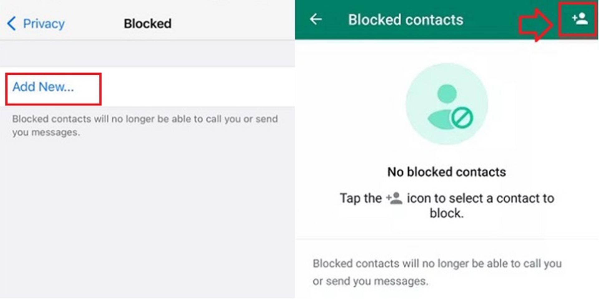 تنظیمات مربوط به مخاطبین بلاک‌شده در واتساپ