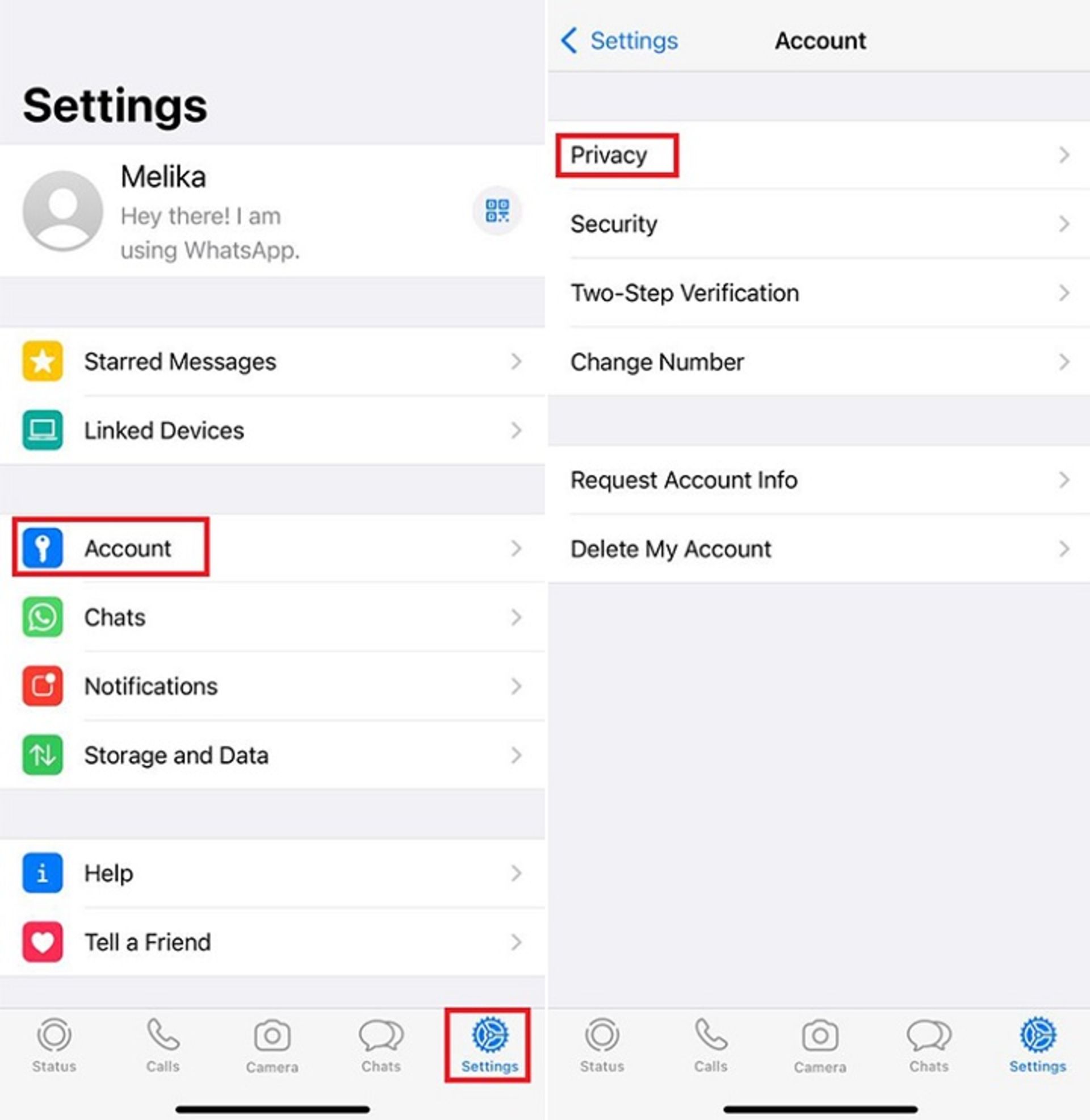 تنظیمات حریم خصوصی واتساپ