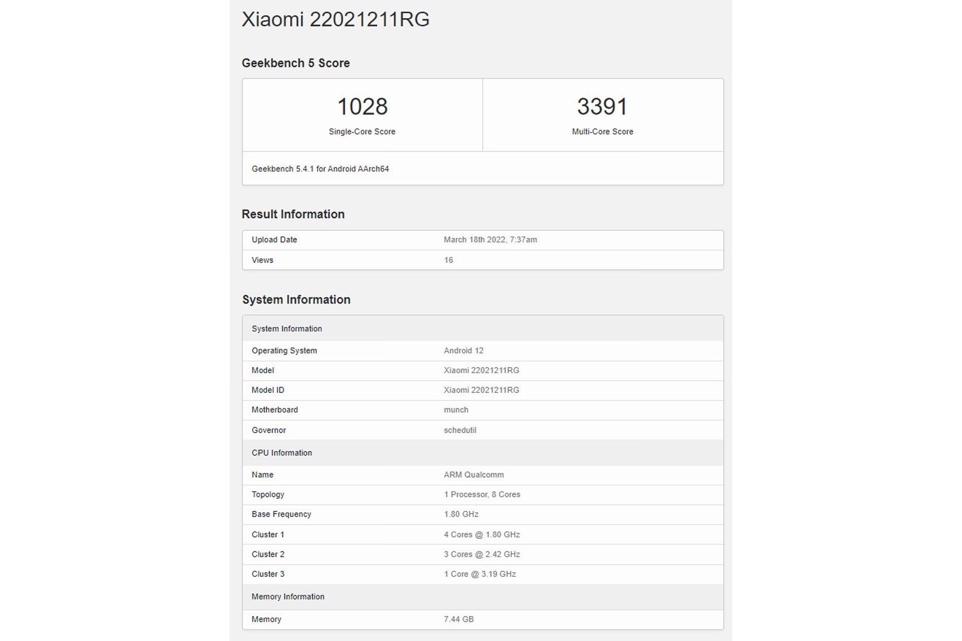 امتیاز گوشی پوکو F4 شیائومی در گیک بنچ
