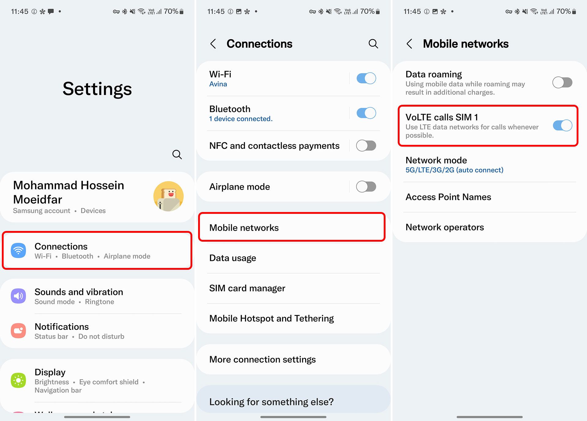 پشتیبانی از قابلیت VoLTE در گوشی های سامسونگ