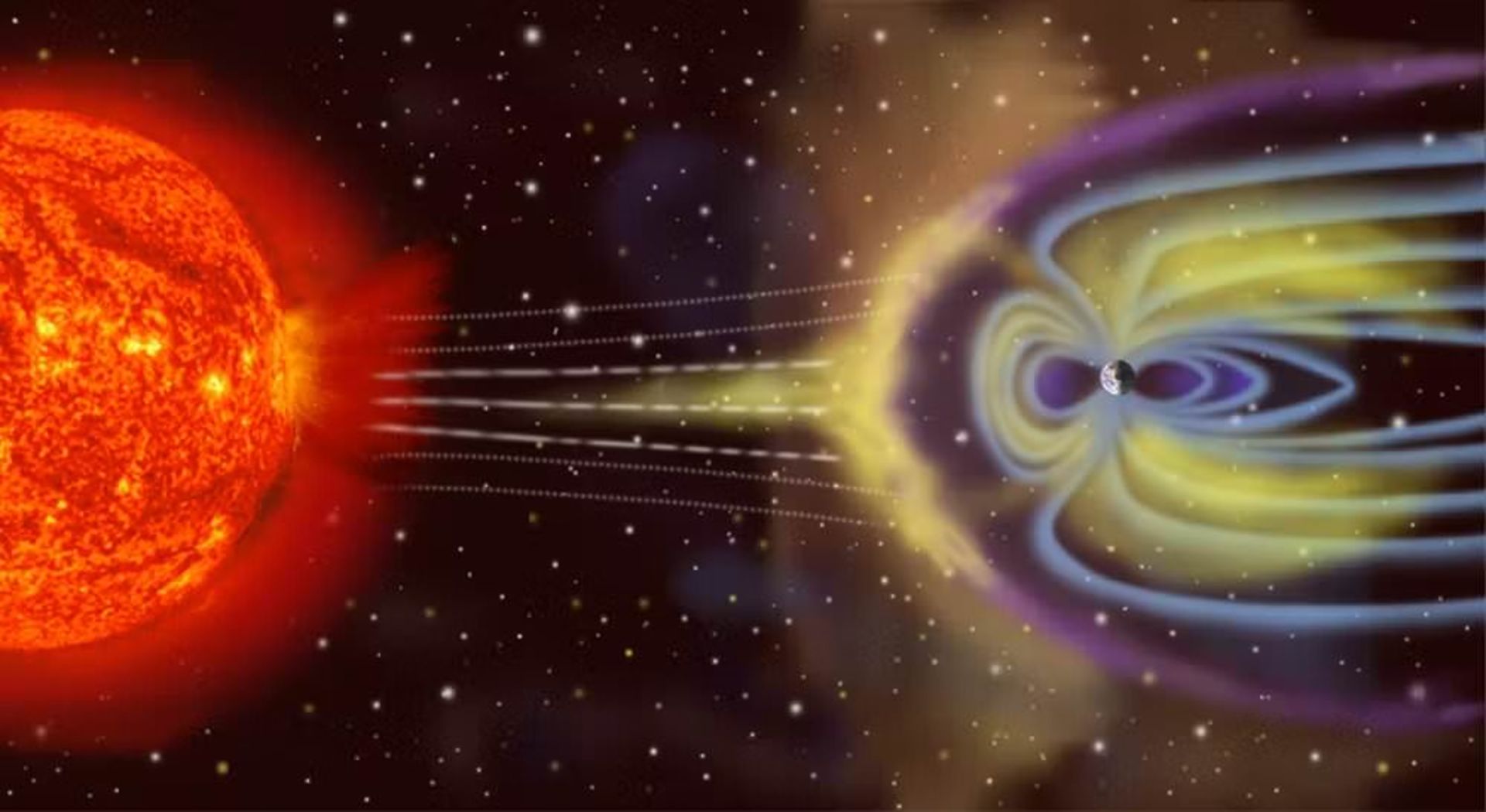 Earth's magnetic field against the sun
