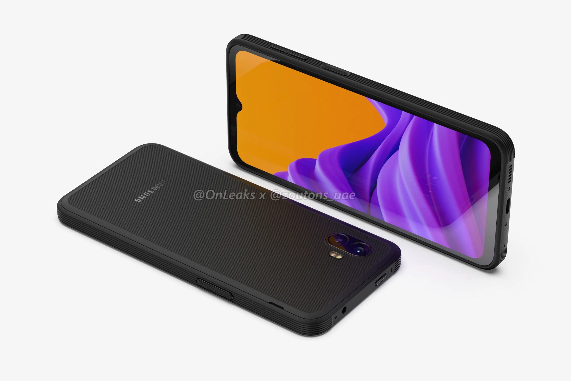 مدل مشکی نمای جلو و پشت گلکسی ایکس کاور پرو 2 سامسونگ XCover غیررسمی