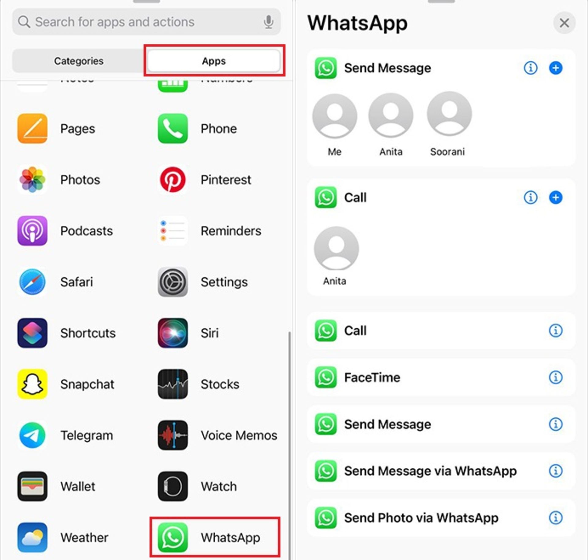 ایجاد میانبر از مخاطبان واتساپ در آیفون ۲