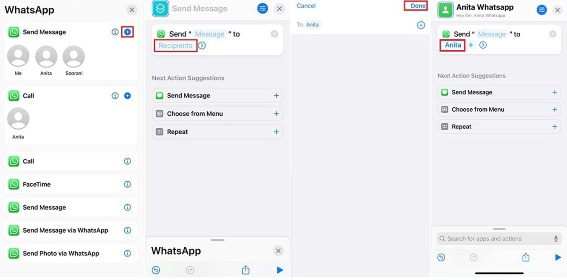 ایجاد میانبر از مخاطبان واتساپ در آیفون ۴