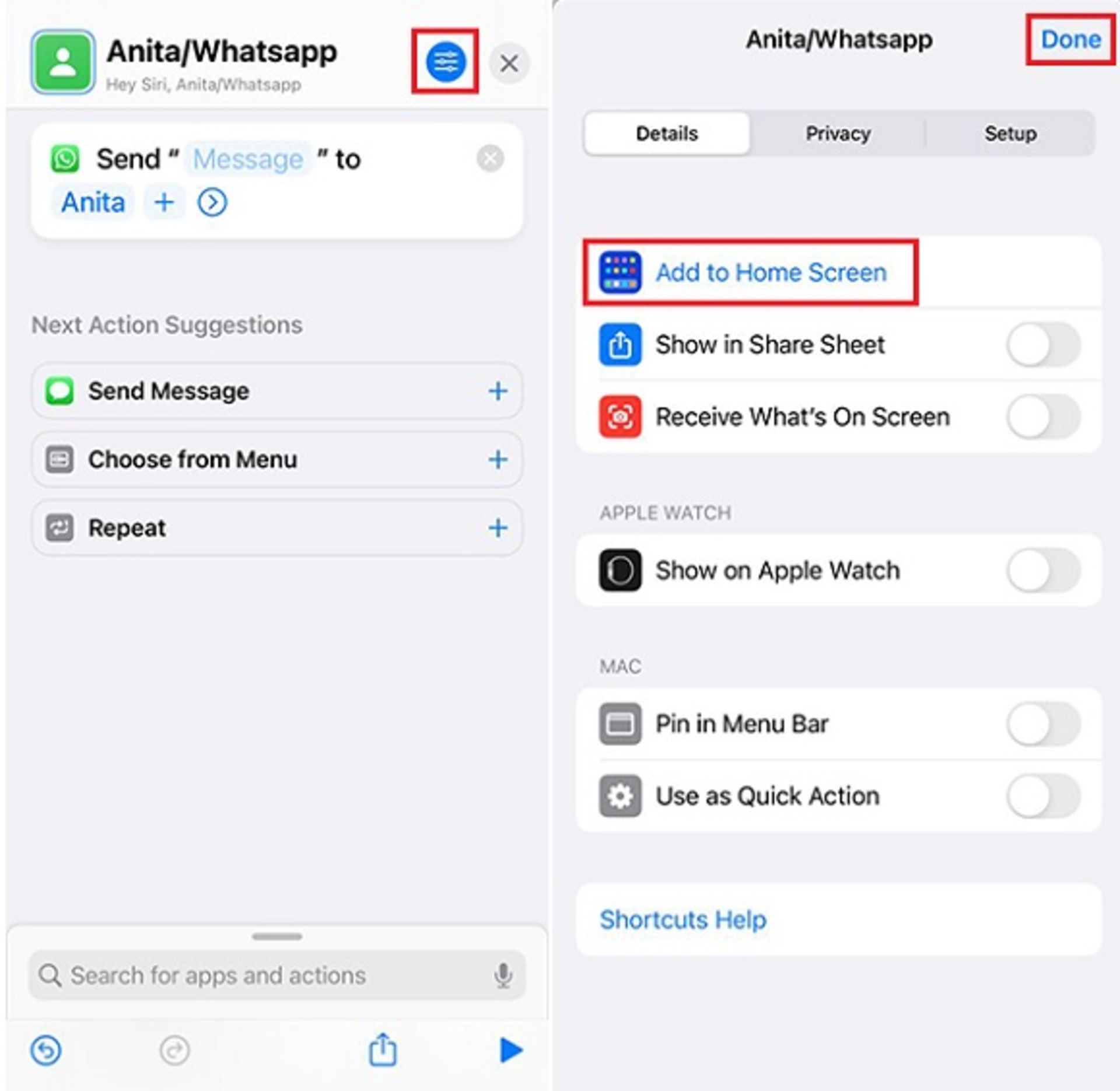 ایجاد میانبر از مخاطبان واتساپ در آیفون ۶