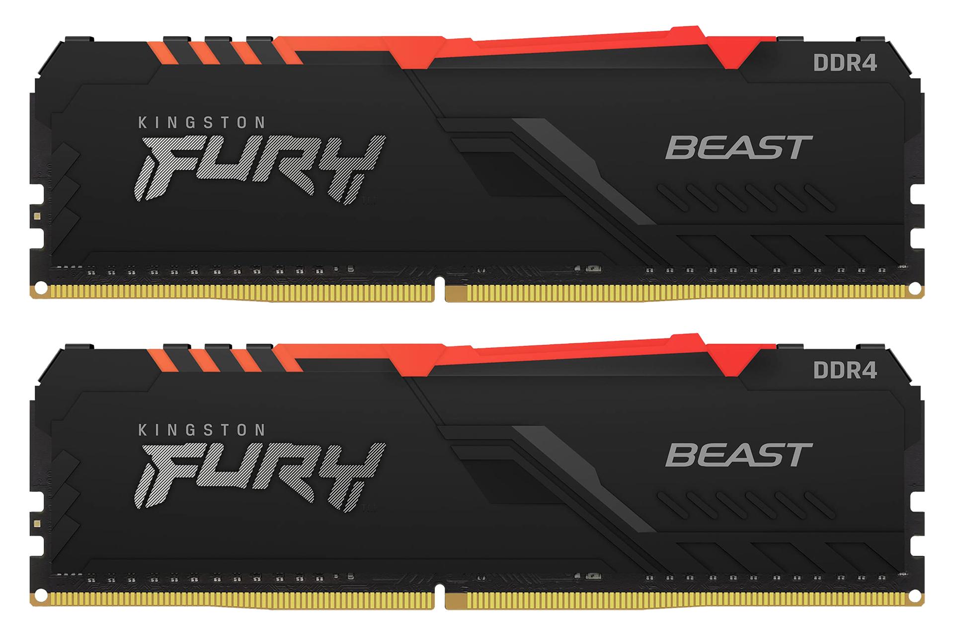 رم کینگستون Kingston FURY Beast RGB 16GB (2x8) DDR4-3200 CL16