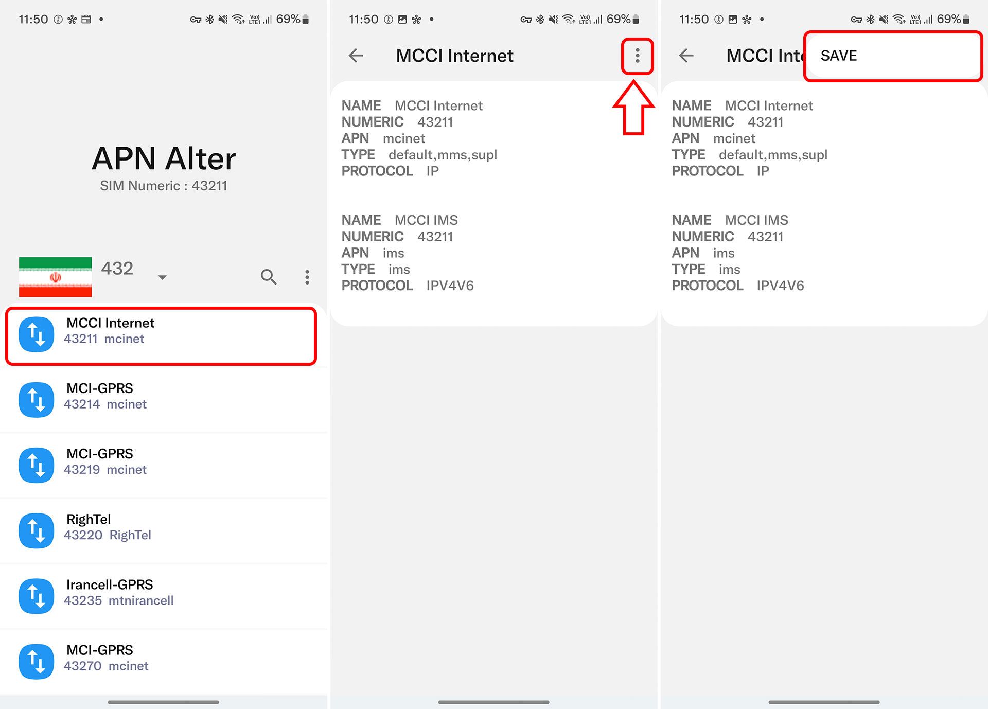 افزودن APN سرویس VoLTE همراه اول در گوشی سامسونگ با APN Alter
