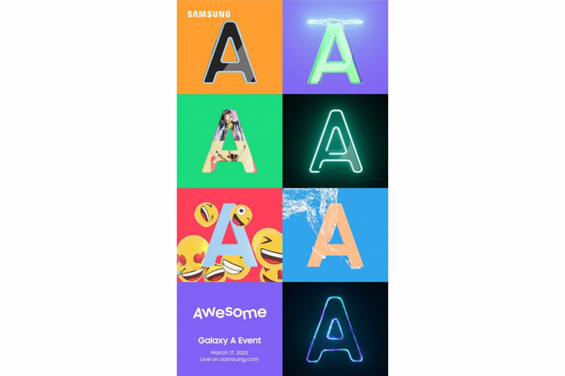 پوستر تبلیغاتی فاش شده توسط ایوان بلس از رویداد گلکسی A