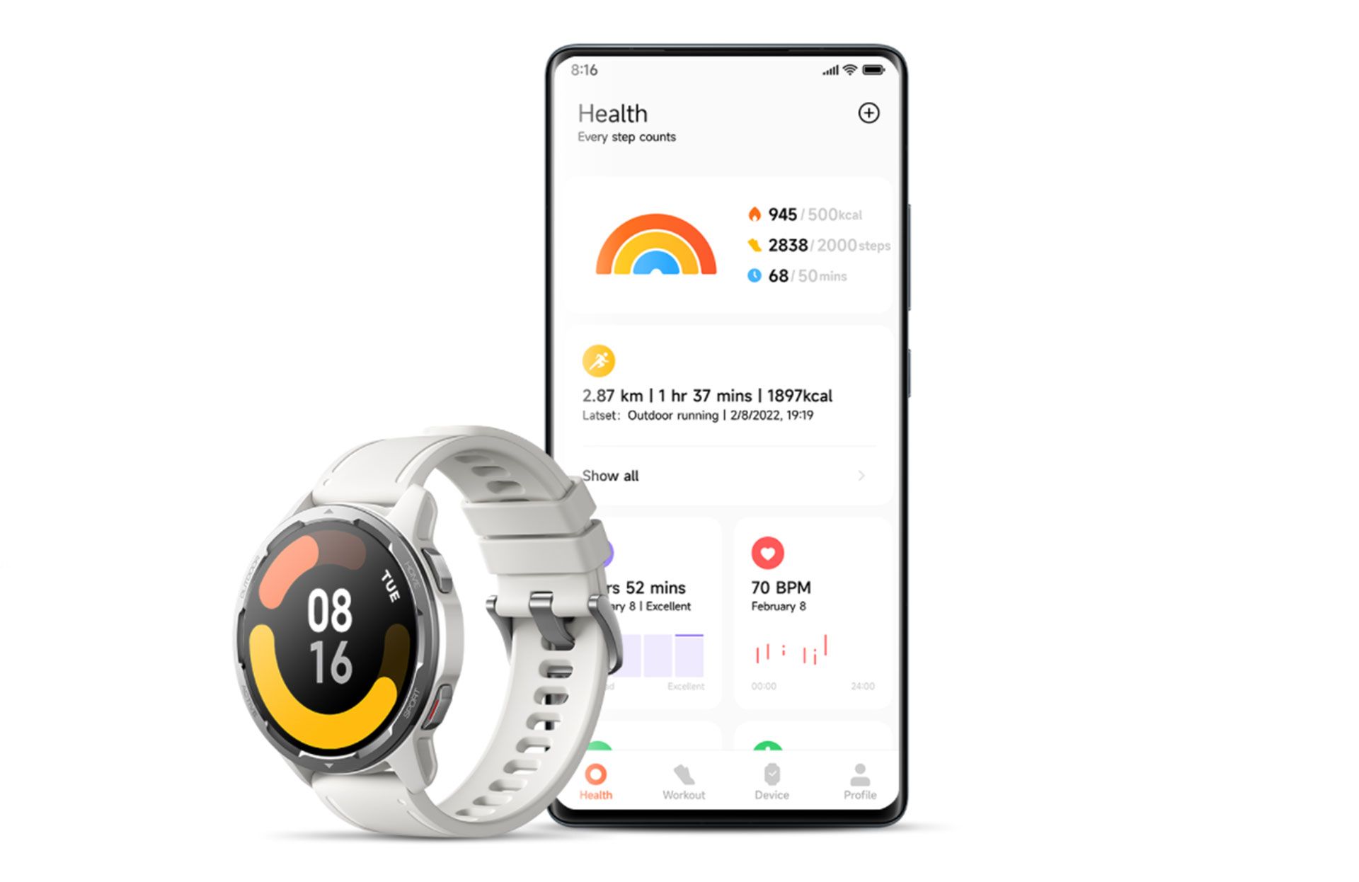 شیائومی واچ اس ۱ اکتیو در کنار اپلیکیشن آن