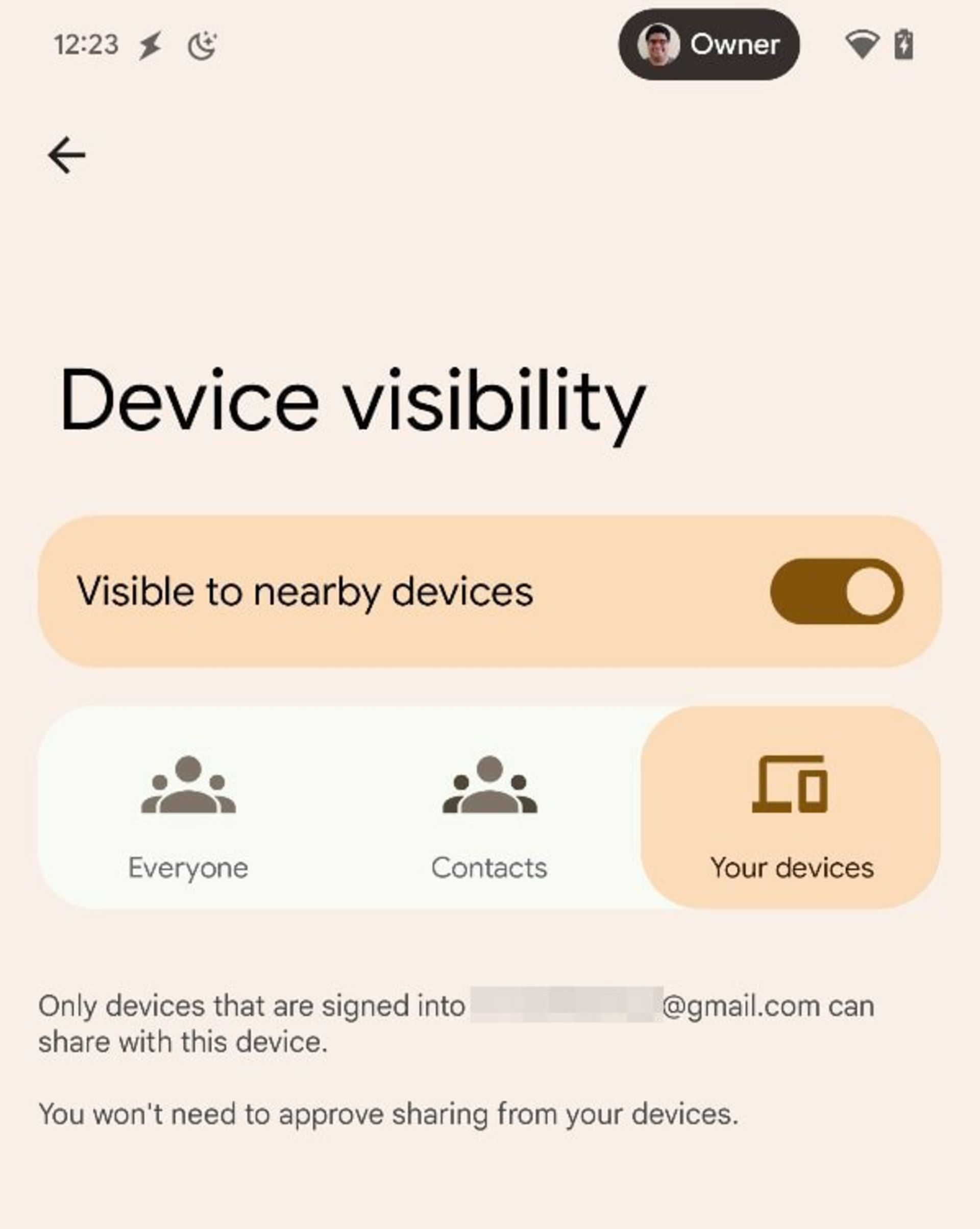 ویژگی Self Share در Nearby Share اندروید ۱۲