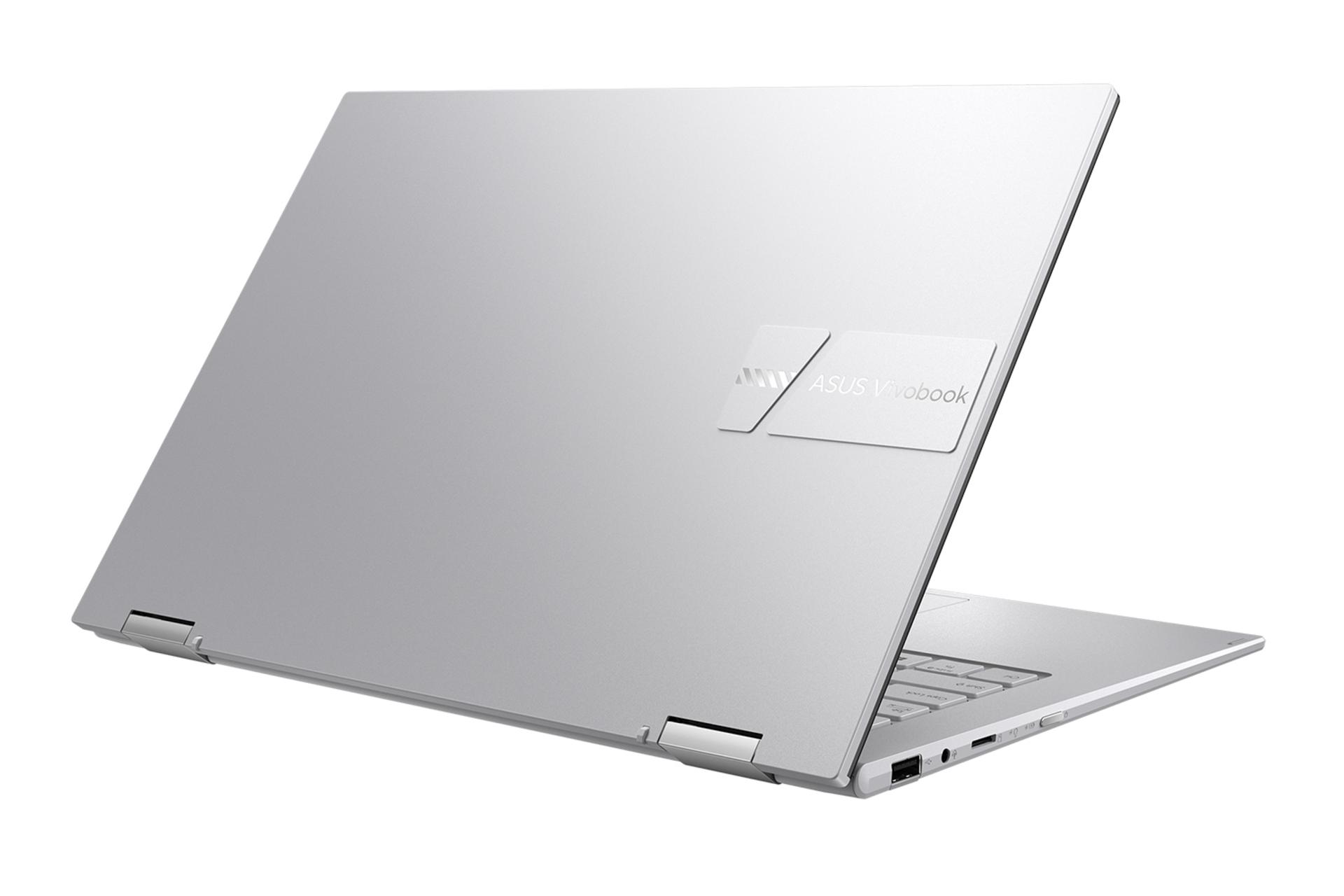 نمای نیمرخ پشت لپ تاپ ایسوس ویووبوک Go 14 Flip TP-1401