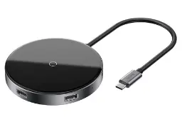 نمای روبرو شارژر باسئوس USB-C Circular Mirror Wireless Charger Hub