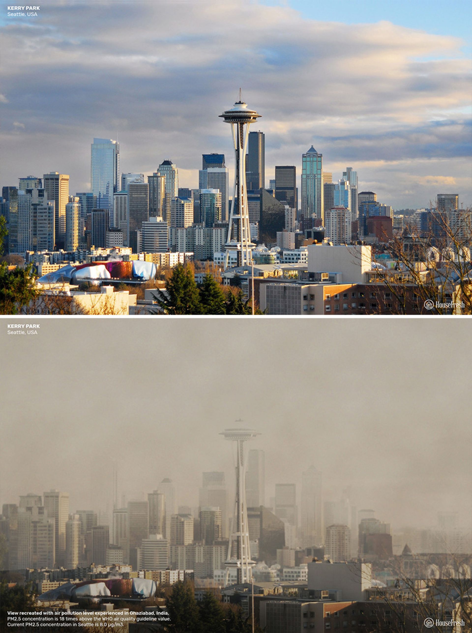 تخریب مناظر شهری در اثر آلودگی هوا