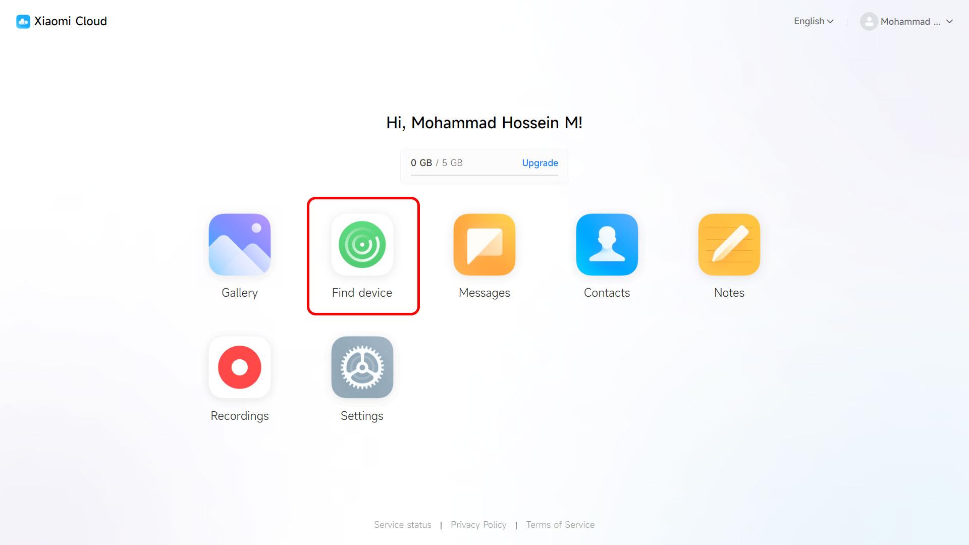 ردیابی گوشی شیائومی در سایت Xiaomi Cloud