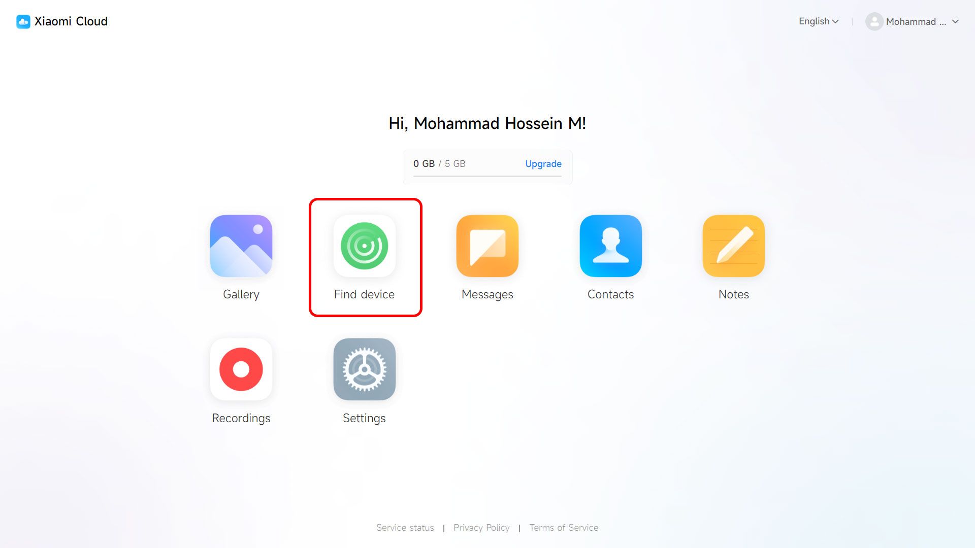 ردیابی گوشی شیائومی در سایت Xiaomi Cloud