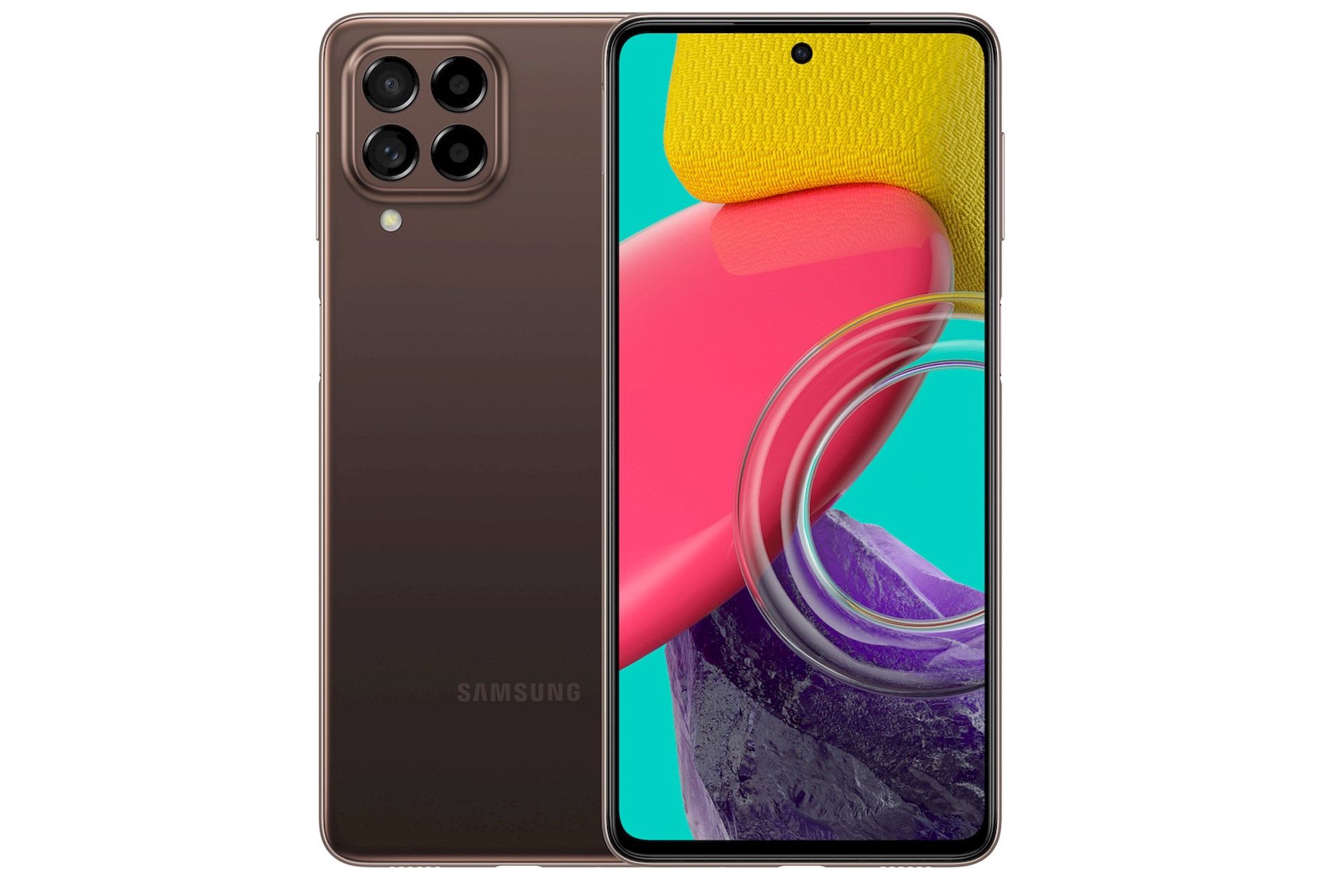 نمای جلو و پشت گلکسی M53 5G سامسونگ قهوه ای