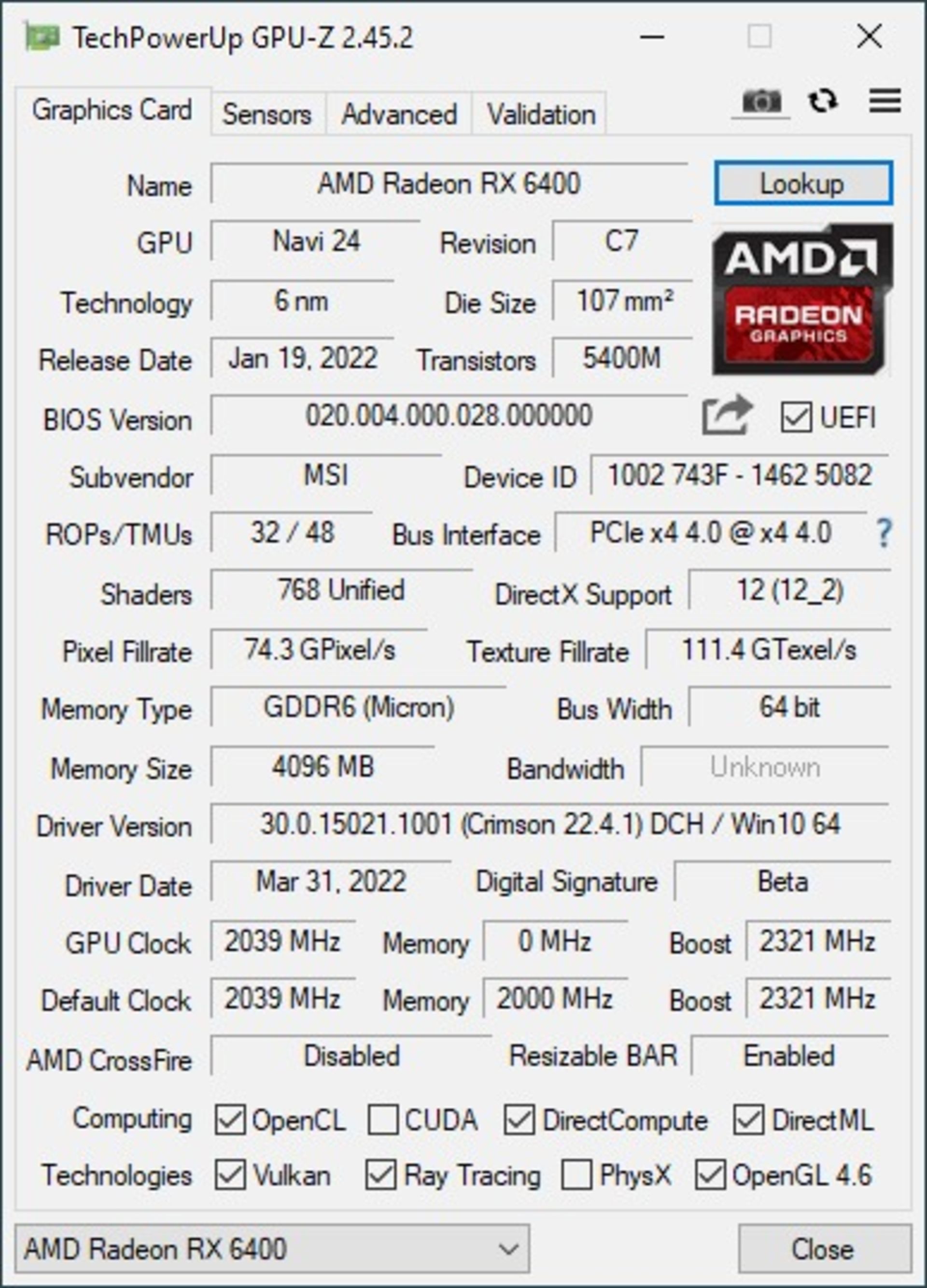 اورکلاک radeon-rx-6400