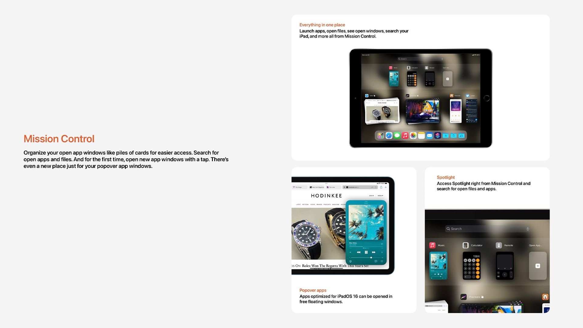 مدل مفهومی ویژگی Mission Control در iPadOS 16