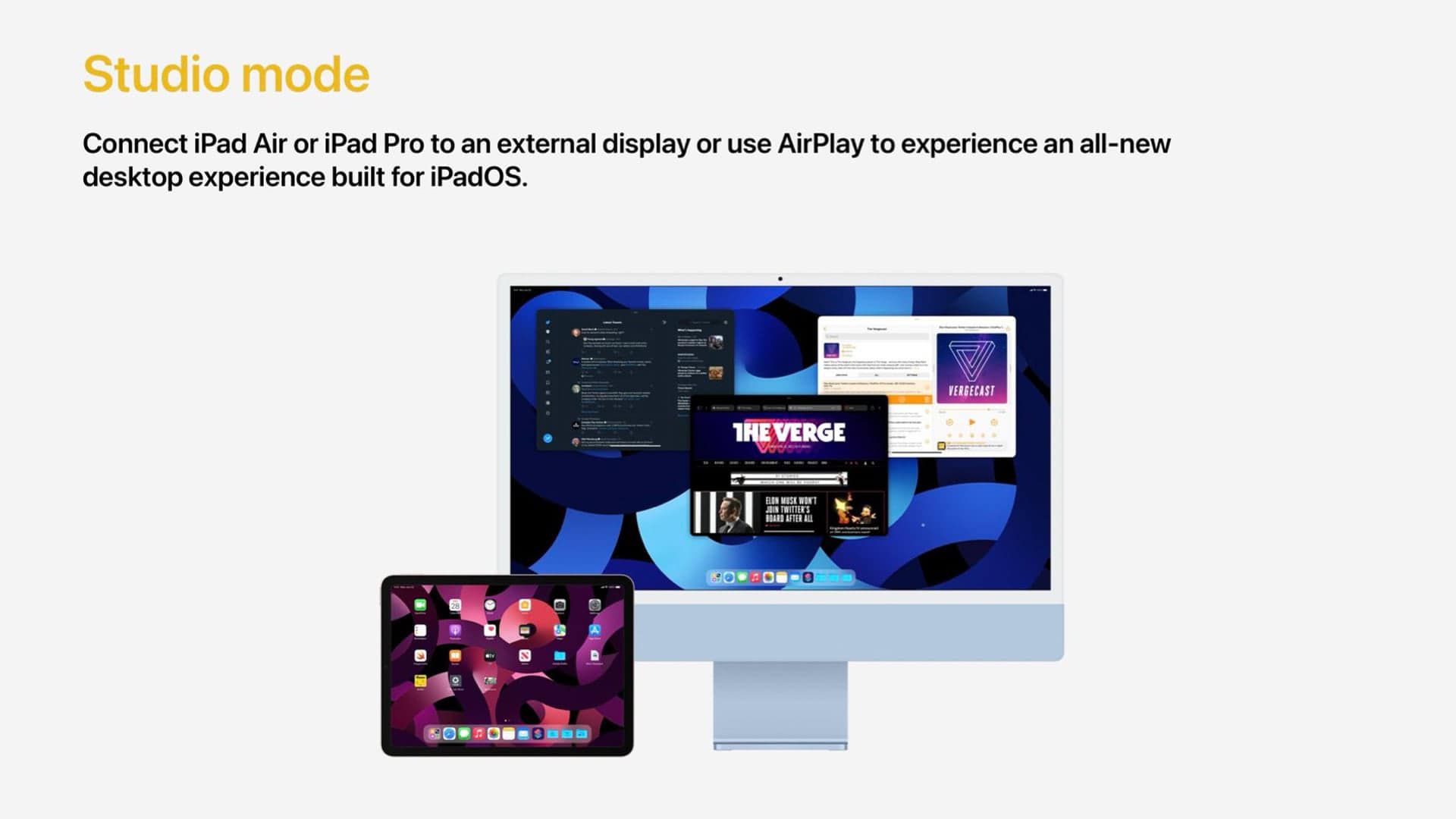 مدل مفهومی ویژگی Studio Mode در iPadOS 16
