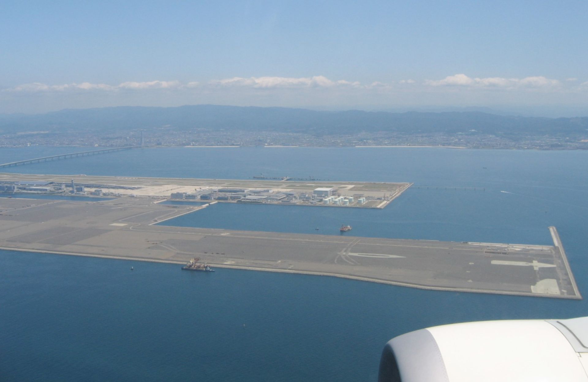 Construction stages of Kanzai Airport in Japan