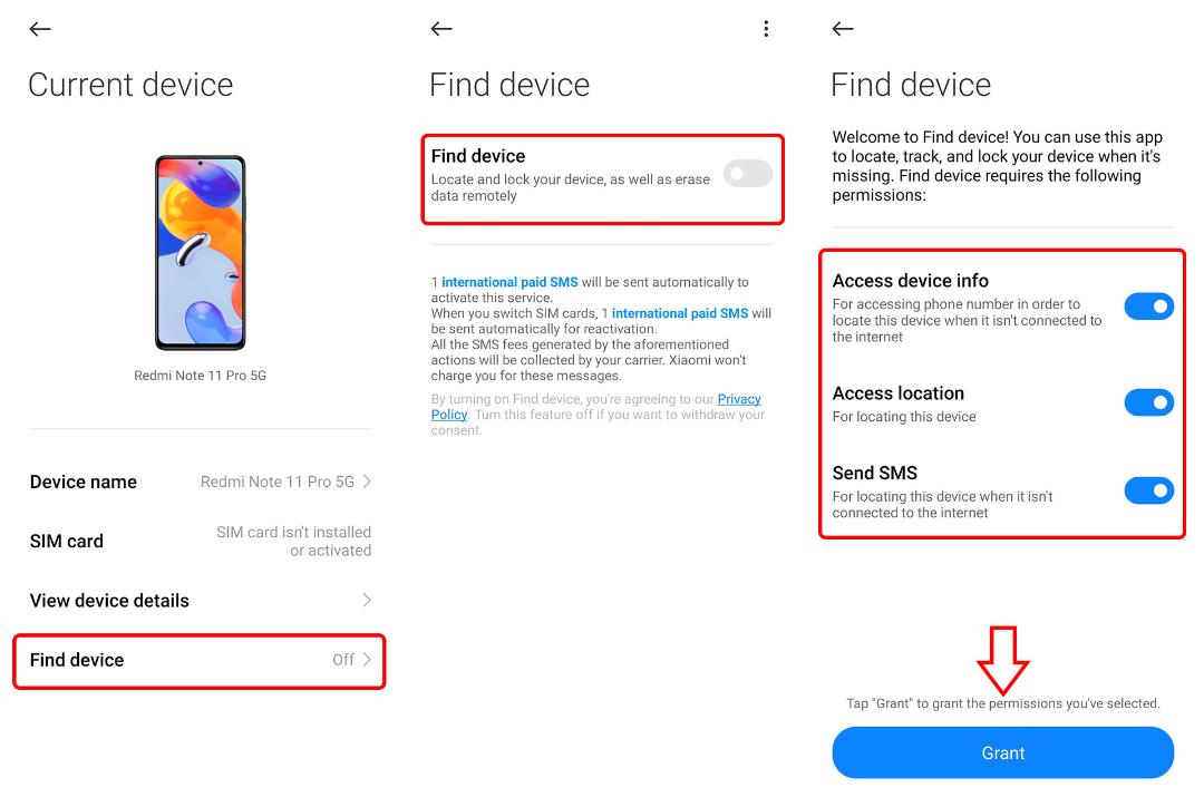 مراحل فعال کردن Find Device در رابط کاربری MIUI