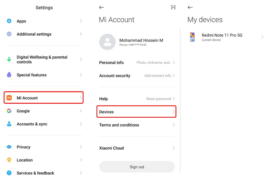 مراحل فعال کردن Find Device در رابط کاربری MIUI