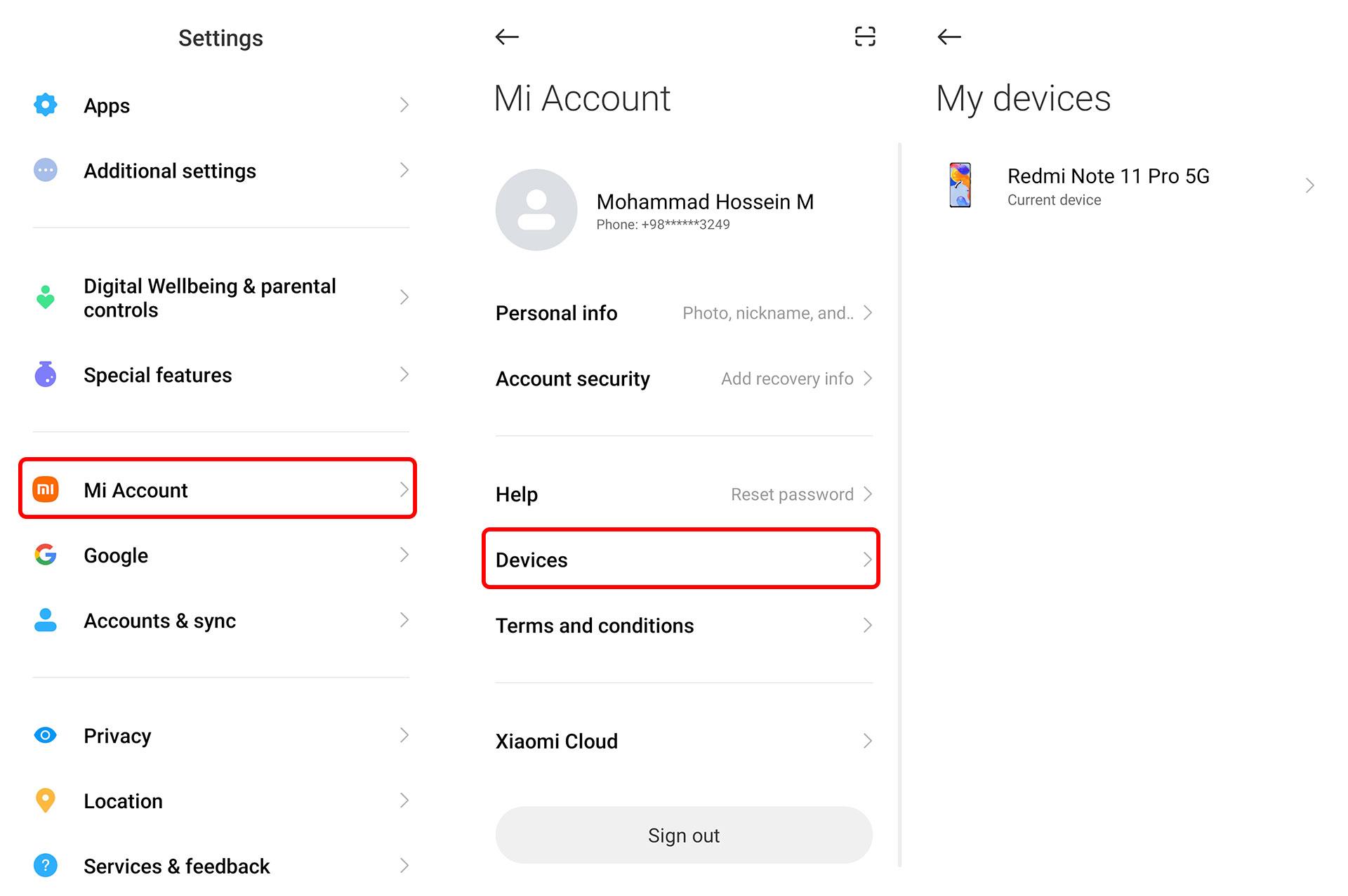 مراحل فعال کردن Find Device در رابط کاربری MIUI