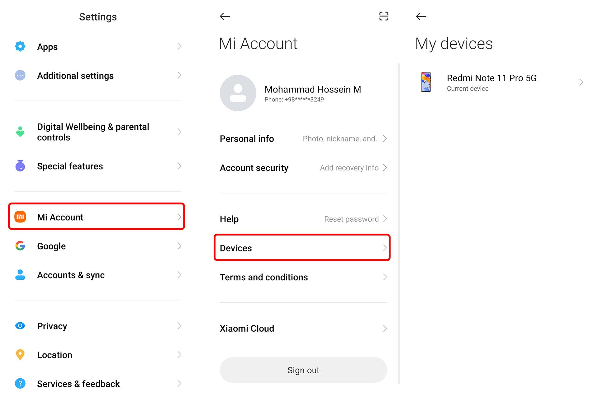 مراحل فعال کردن Find Device در رابط کاربری MIUI