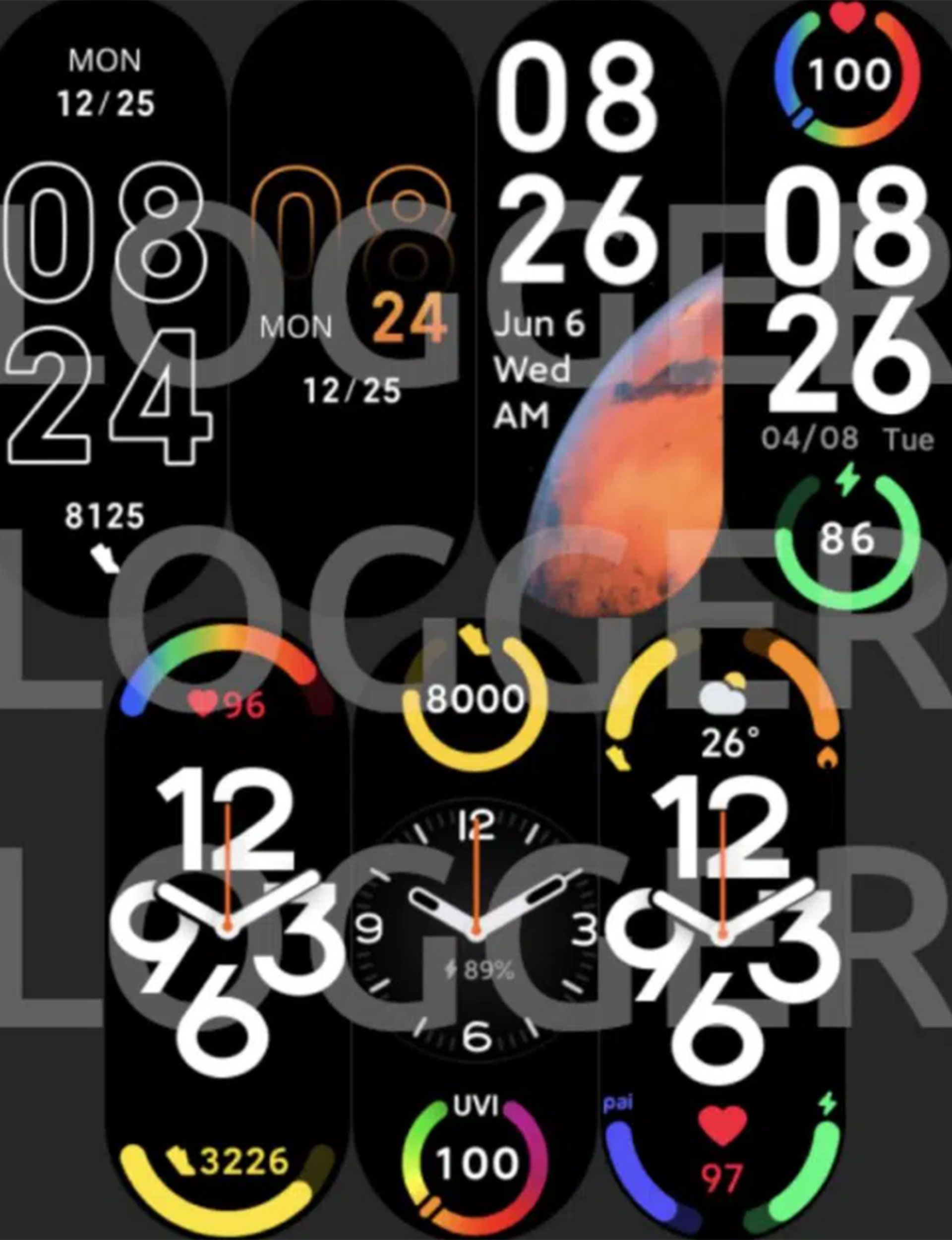 تصویر فاش شده از صفحات مختلف مچ‌بند هوشمند می بند ۷