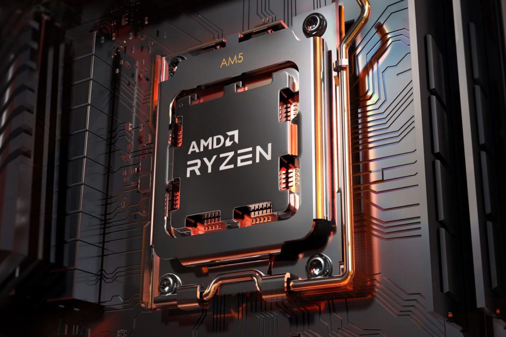 پردازنده مرکزی AMD Ryzen 7000 روی مادربرد AM5 رندر رسمی